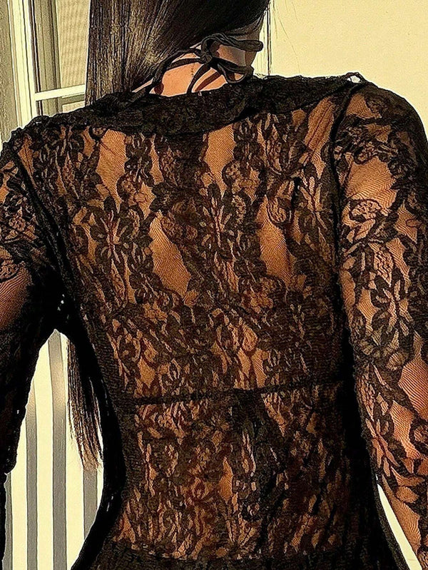 Soiree Lace Sheer Slim Fit Cover-Up