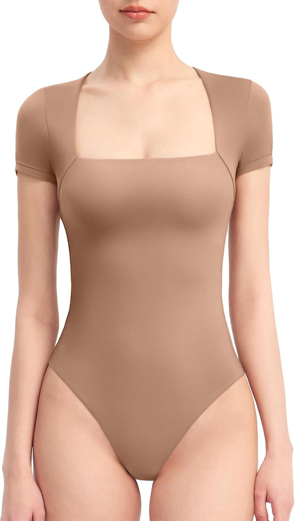 Square Neck Short Sleeve Bodysuitimage 5