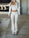 Tight Fit Solid Color Square Collar Long Sleeve Top & Pants Suit image 12