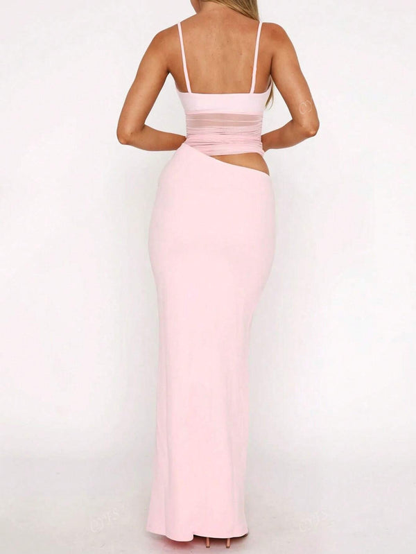 Soraya Blush Mesh Cut-Out Maxi image 4