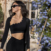 Slant Shoulder Hollow-out Irregular Long Sleeve image 2