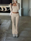Tight Fit Solid Color Square Collar Long Sleeve Top & Pants Suit image 1