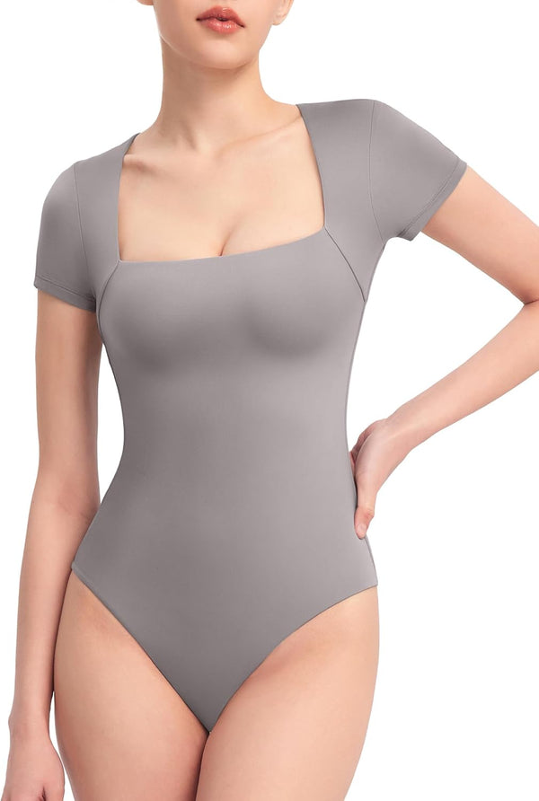 Square Neck Short Sleeve Bodysuitimage 2