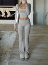 Tight Fit Solid Color Square Collar Long Sleeve Top & Pants Suit image 18