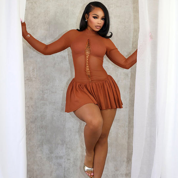See Through Long Sleeve Dress image 0