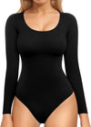 Double Lined Long Sleeve Thong Bodysuit Top image 2