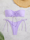 Drawstring Bandeau Bikini Set image 20