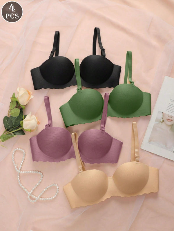 4PC Solid Color Bra Set image 8