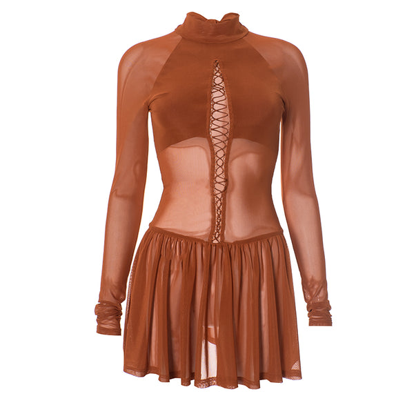 See Through Long Sleeve Dress image 2