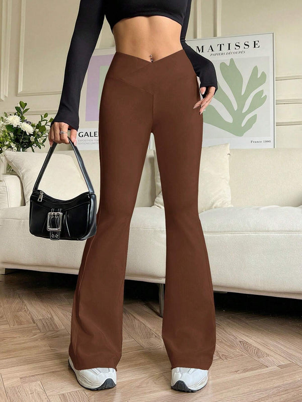  V-Shaped High-Waist Flared Pants image 6