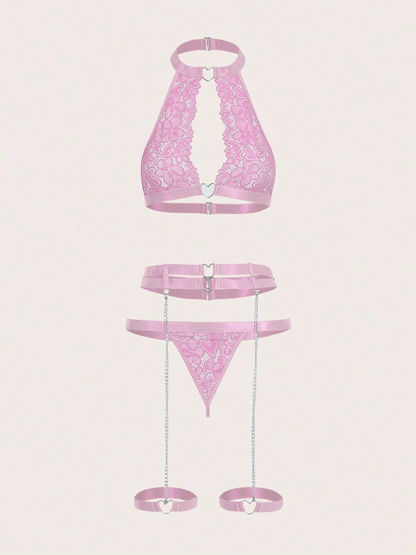 Berry Blush Floral Lace Set With Leg Ring image 6