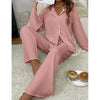 Two-Piece Satin Suit V-Neck Long Sleeve Pants image 2