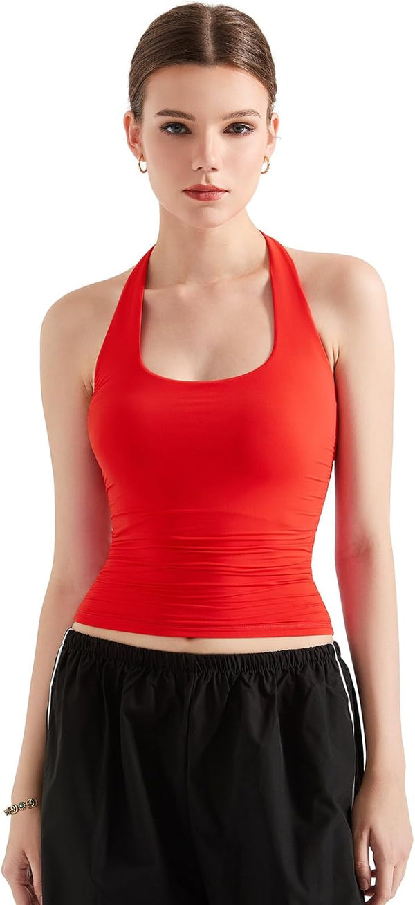 Halter Tank Tops Double Lined Backless Tops image 15