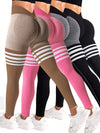 Black Striped Ruched Waist Leggings image 8