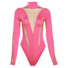 Mesh Patchwork Long Sleeve Bodysuitimage 1