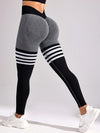Black Striped Ruched Waist Leggings image 5