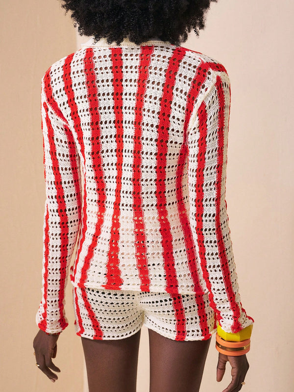 Festival Cardigan and High Waist Shorts Set image 1