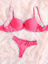 Contrast Lace Super Push Up Bra & Panty Lingerie Set image 1