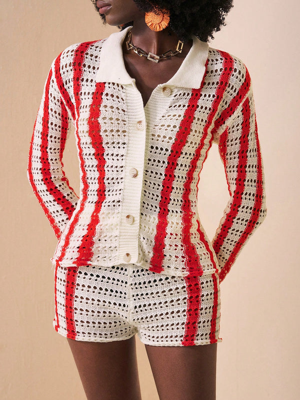  Festival Cardigan and High Waist Shorts Set image 3