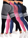 Black Striped Ruched Waist Leggings image 10