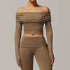 Sexy Long Sleeved Off the Shoulder Yoga Top image 1