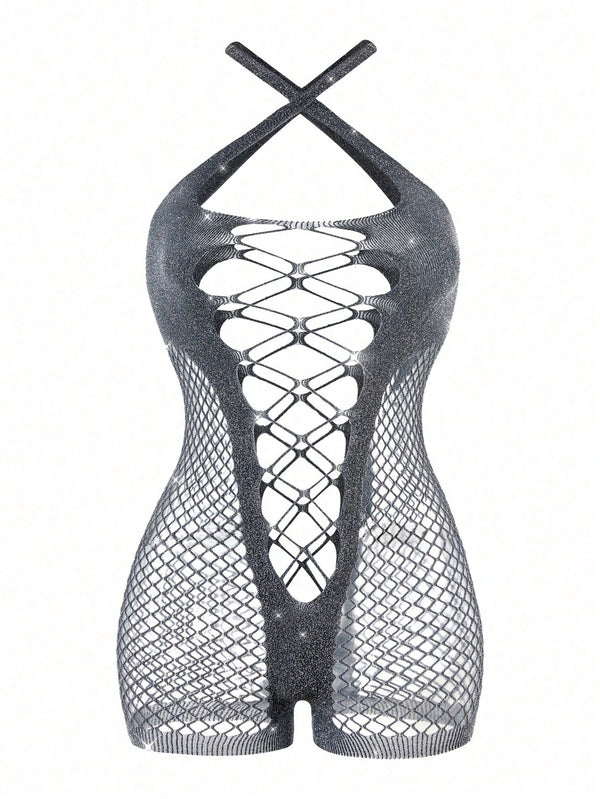 MidnightGlam Lurex Hollow Out Bodysuitimage 6