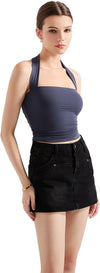 Double Lined Halter Going Out Tops Open Back Basic Cami Tank Tops image 9