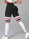Black Striped Ruched Waist Leggings image 2