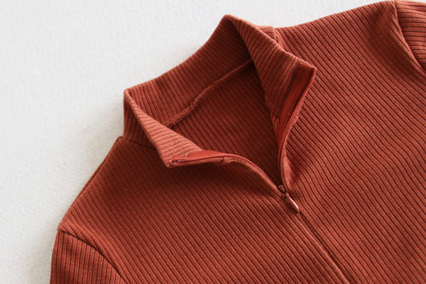 Long Sleeve Ribbed Zip Up Bodysuit image 5