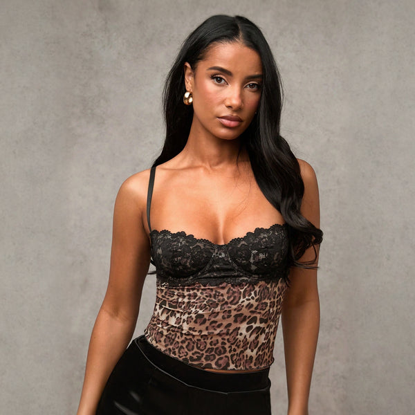 Leopard Print Mesh Lace Top image 1