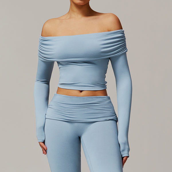 Sexy Long Sleeved Off the Shoulder Yoga Top image 4