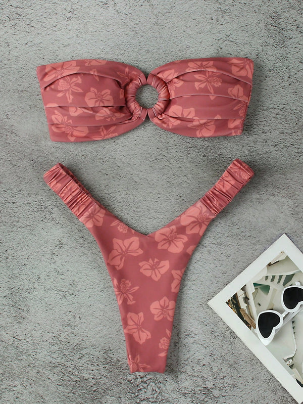 Floral Printed Bandeau Bikini Set, image 6