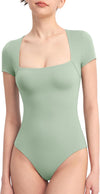 Square Neck Short Sleeve Bodysuitimage 13
