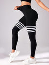 Black Striped Ruched Waist Leggings image 14