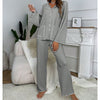 Two-Piece Satin Suit V-Neck Long Sleeve Pants image 3
