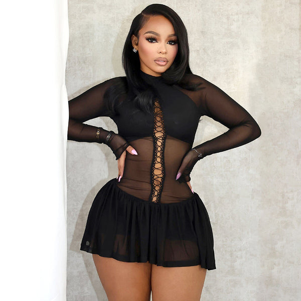 See Through Long Sleeve Dress image 3