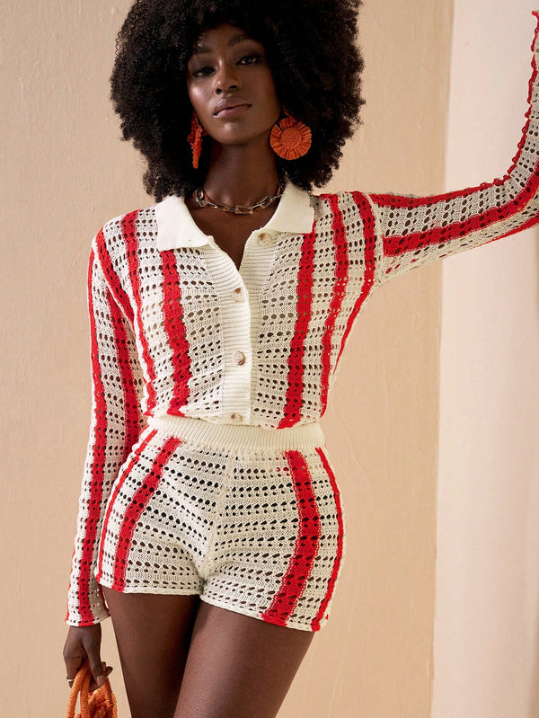  Festival Cardigan and High Waist Shorts Set image 0