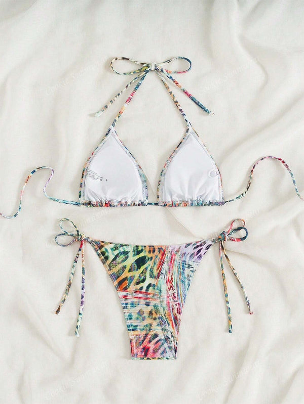 Tribal Animal Pattern Bikini With Triangle Strap image 3