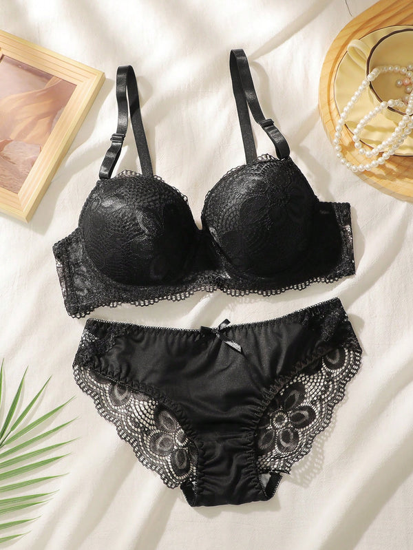 Nude Floral Lingerie Set image 0