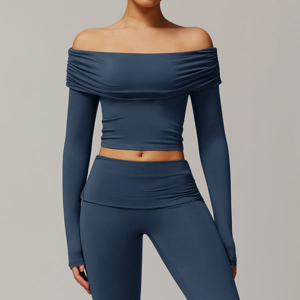 Sexy Long Sleeved Off the Shoulder Yoga Top image 5