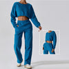 Crop Top Crewneck Sweatshirt and Flare Jogger Workout Set image 15