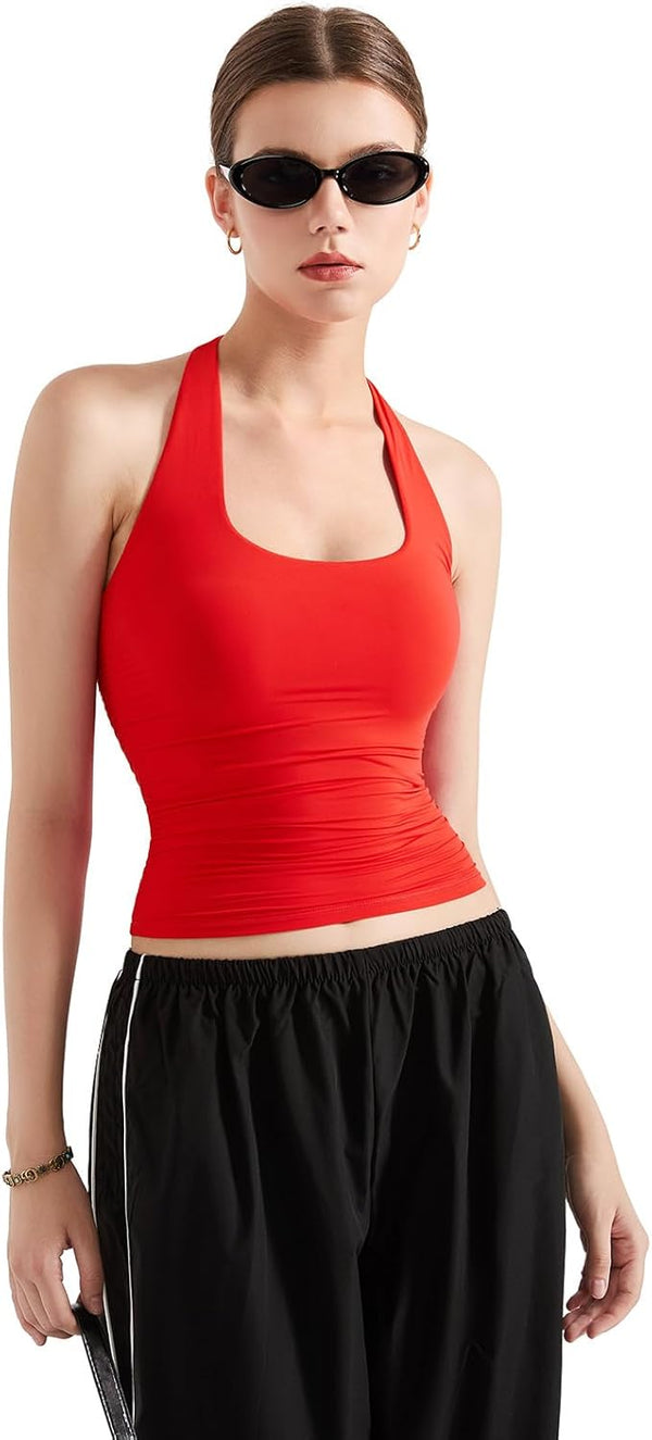 Halter Tank Tops Double Lined Backless Tops image 16