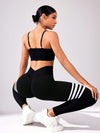 Black Striped Ruched Waist Leggings image 13