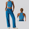 Crop Top Crewneck Sweatshirt and Flare Jogger Workout Set image 12