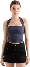 Double Lined Halter Going Out Tops Open Back Basic Cami Tank Tops image 8