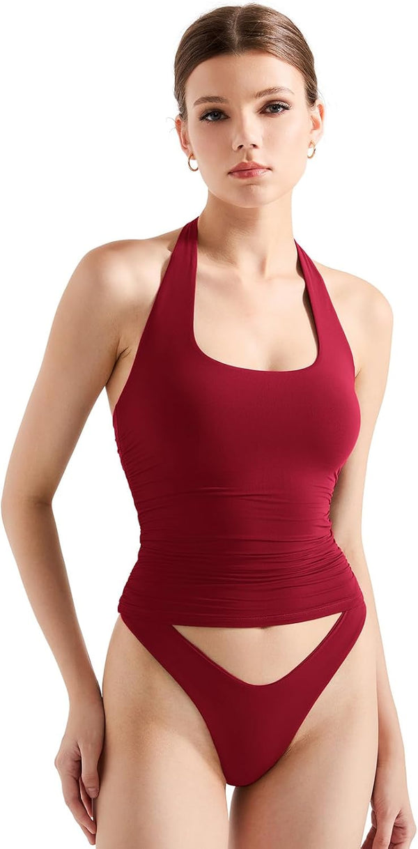Halter Tank Tops Double Lined Backless Tops image 7