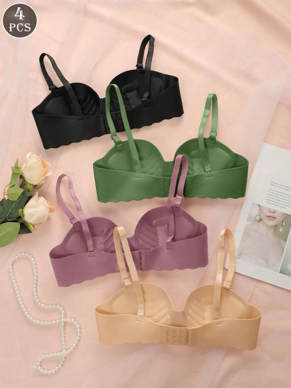 4PC Solid Color Bra Set image 9