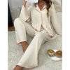 Two-Piece Satin Suit V-Neck Long Sleeve Pants image 5