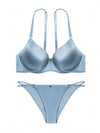 Simple Solid Shiny Fabric Bra Set image 3