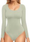 Double Lined Long Sleeve Thong Bodysuit Top image 12